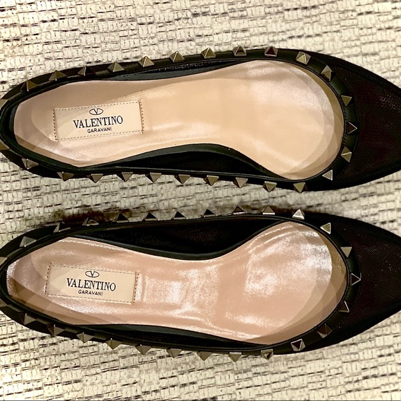 SOLD! Valentino Rockstud Mesh Ballet Flats - Picture 2 of 7